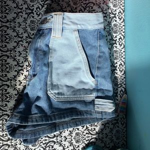 utility shorts light and medium washes